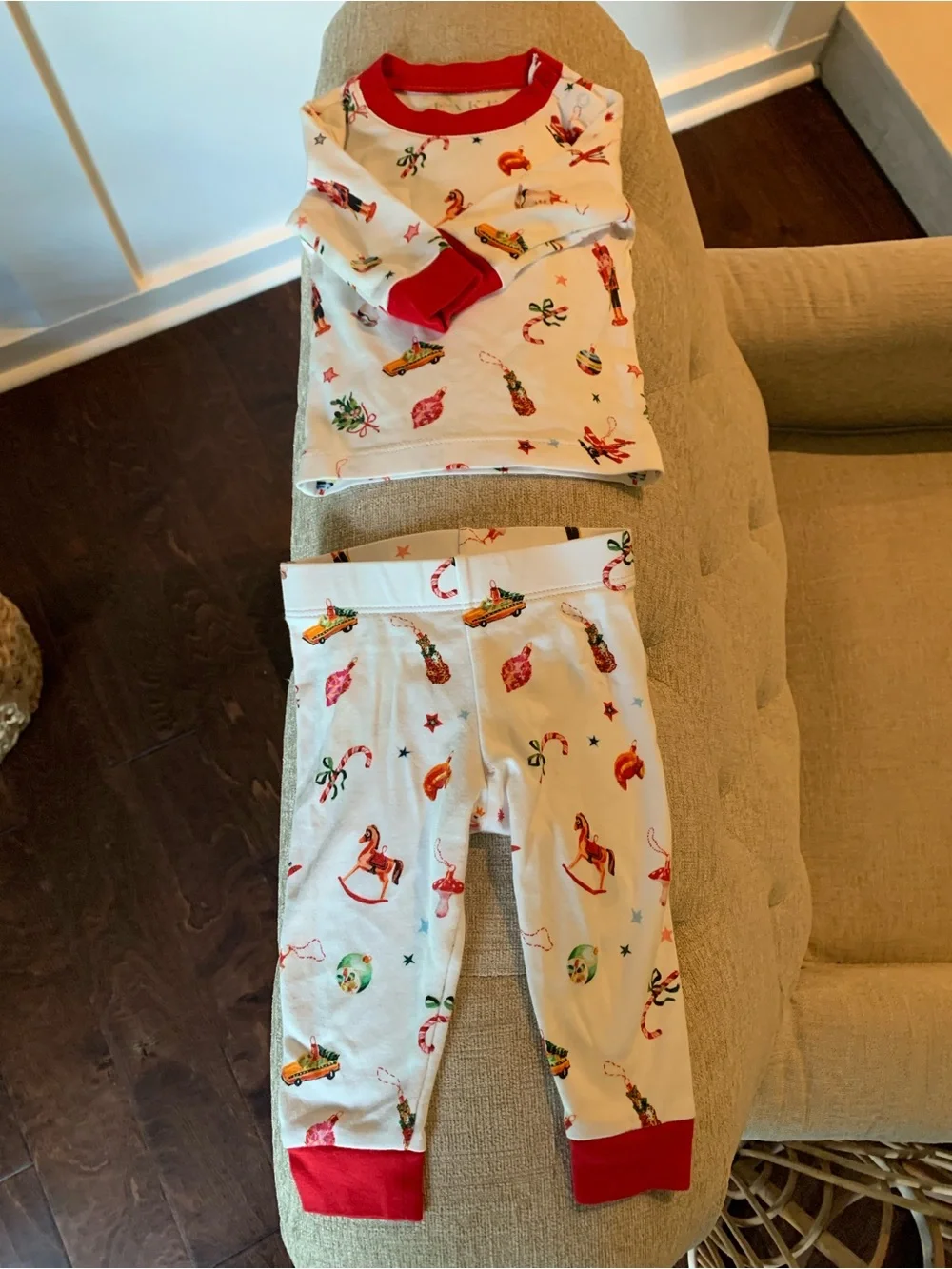 LAKE Pajamas Holiday Toy Print with Red Trim